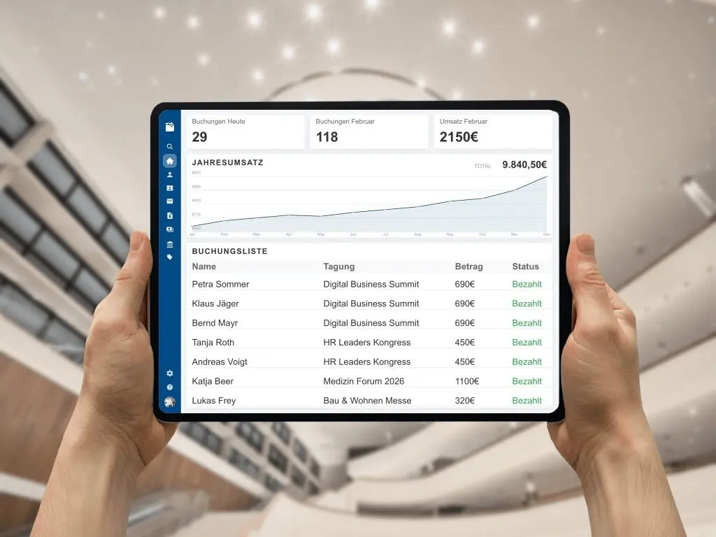 Digitale Teilnehmerverwaltung und automatisierte Rechnungsstellung für Großveranstaltungen und Tagungen