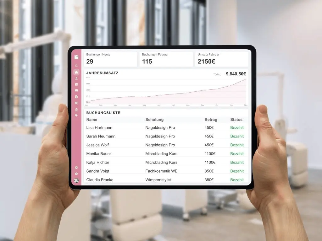 Automatisierte Erstellung von Zertifikaten und Ratenzahlungsplänen für Kosmetikausbildungen und Beauty-Seminare