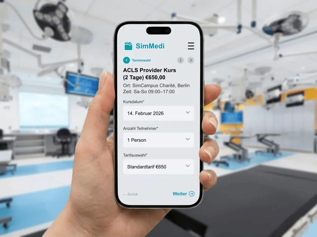 Verwaltung von medizinischen Simulationstrainings und Online-Buchung von Notfallkursen in Kliniken