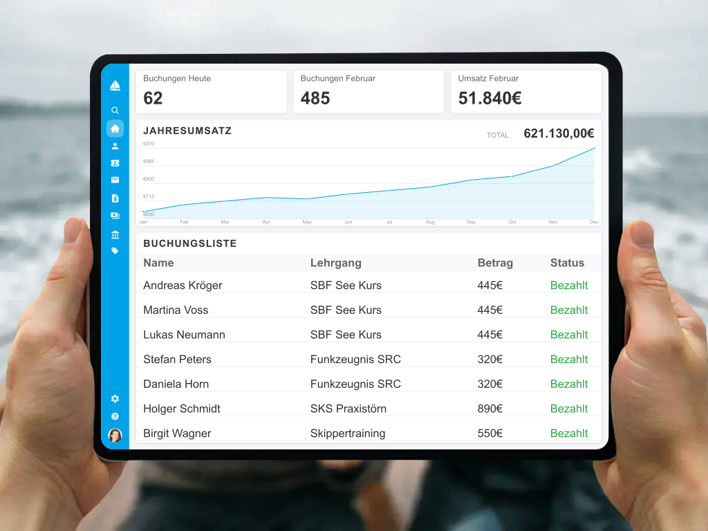 Moderne Segelschule Marketing und Online Kursbuchung für Törns und Theorieseminare