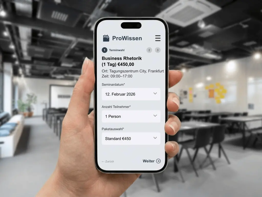Professionelle Online-Seminaranmeldung und Terminbuchung auf Laptop und Smartphone für Workshops